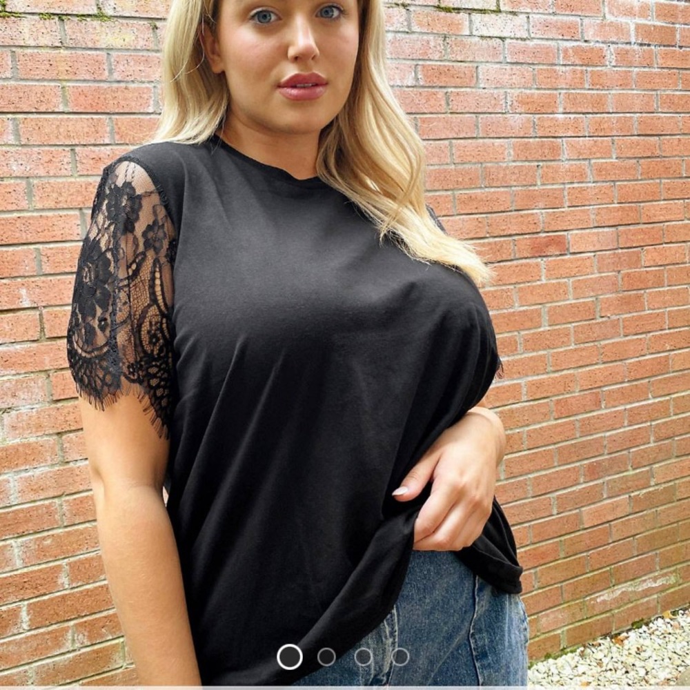 Black t with lace sleeves